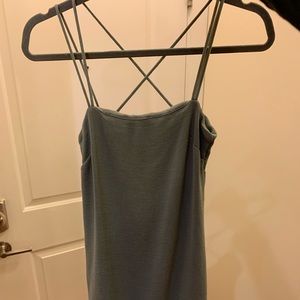 Army green ribbed mini dress